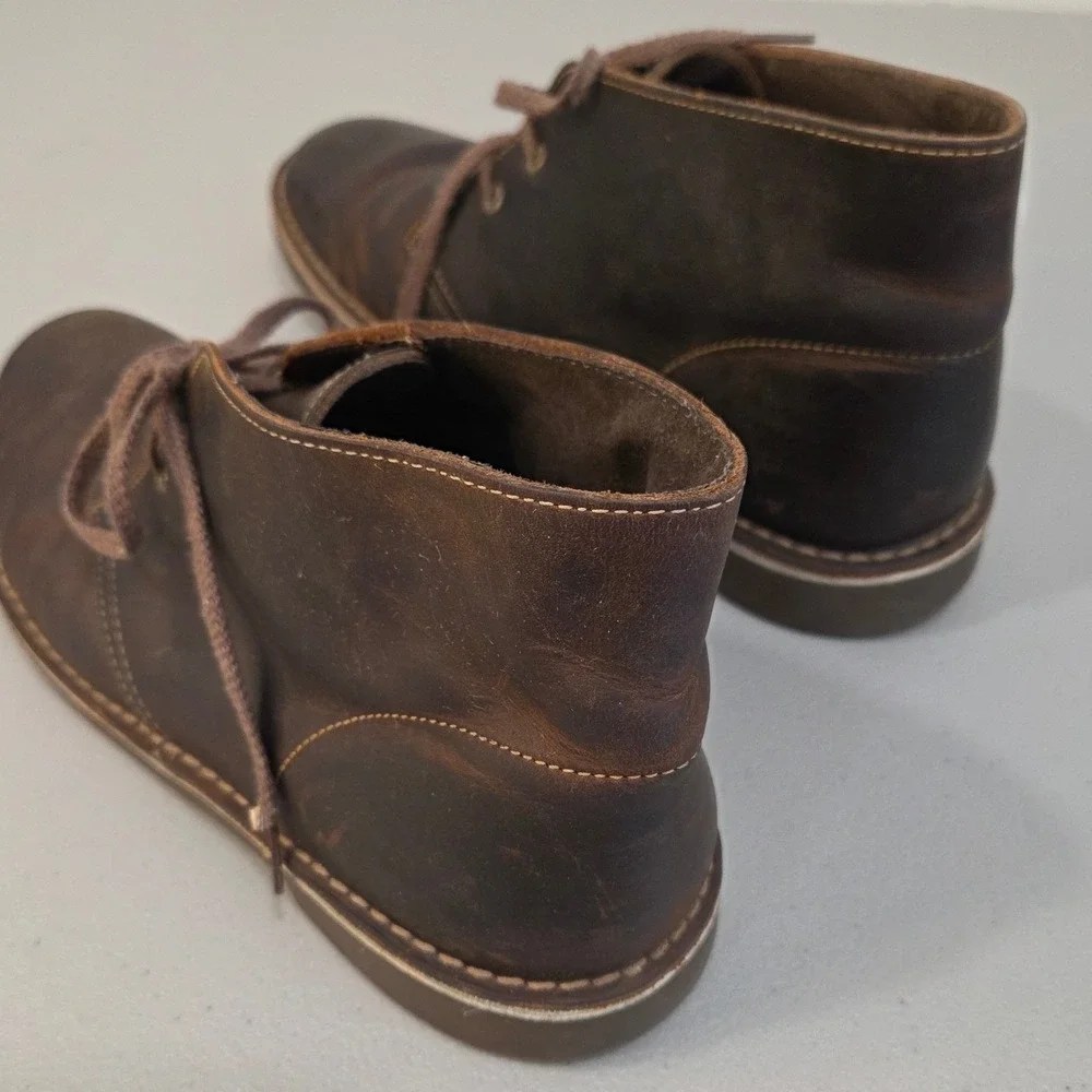 Clarks Mens Brown Leather Desert Chukka Boots 9‎ Crepe Sole Ankle Casual Rustic